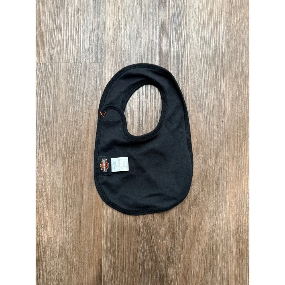 Harley-Davidson Baby Bib Black Orange Logo Biker 12-18 Months Cotton Blend